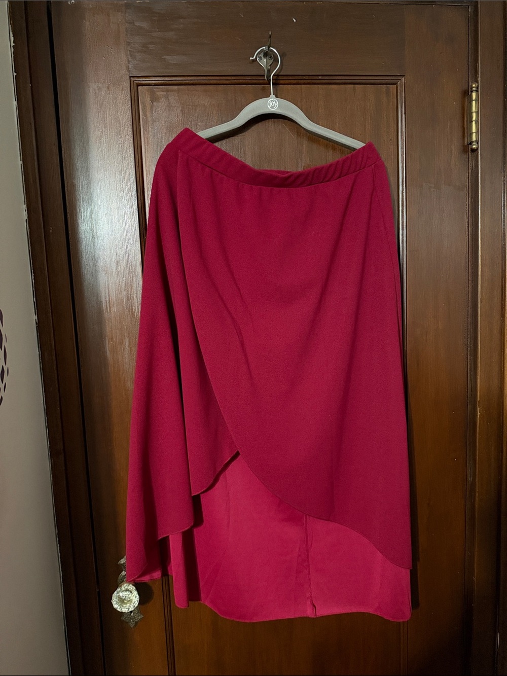 SHEIN Deep Pink High-Low Draped Wrap Skirt